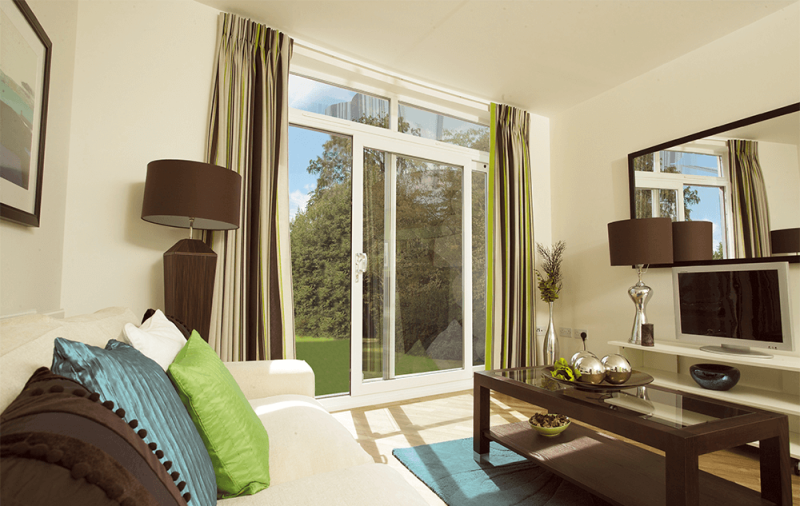 uPVC patio doors with white frames.