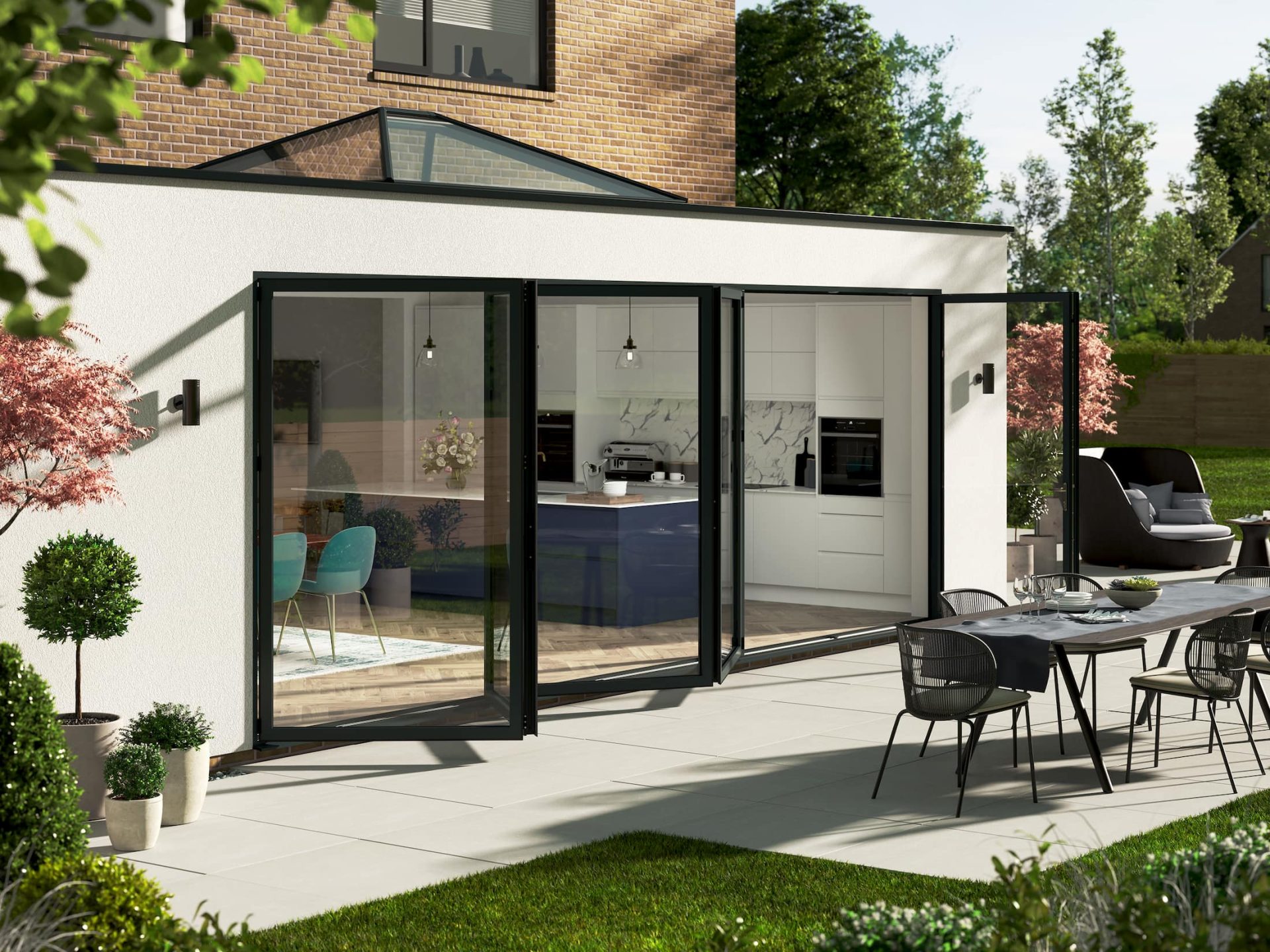 Black aluminium bifold doors in Swindon.