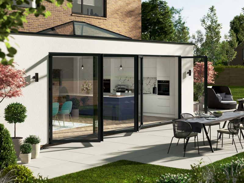 Black aluminium bifold doors in Swindon.